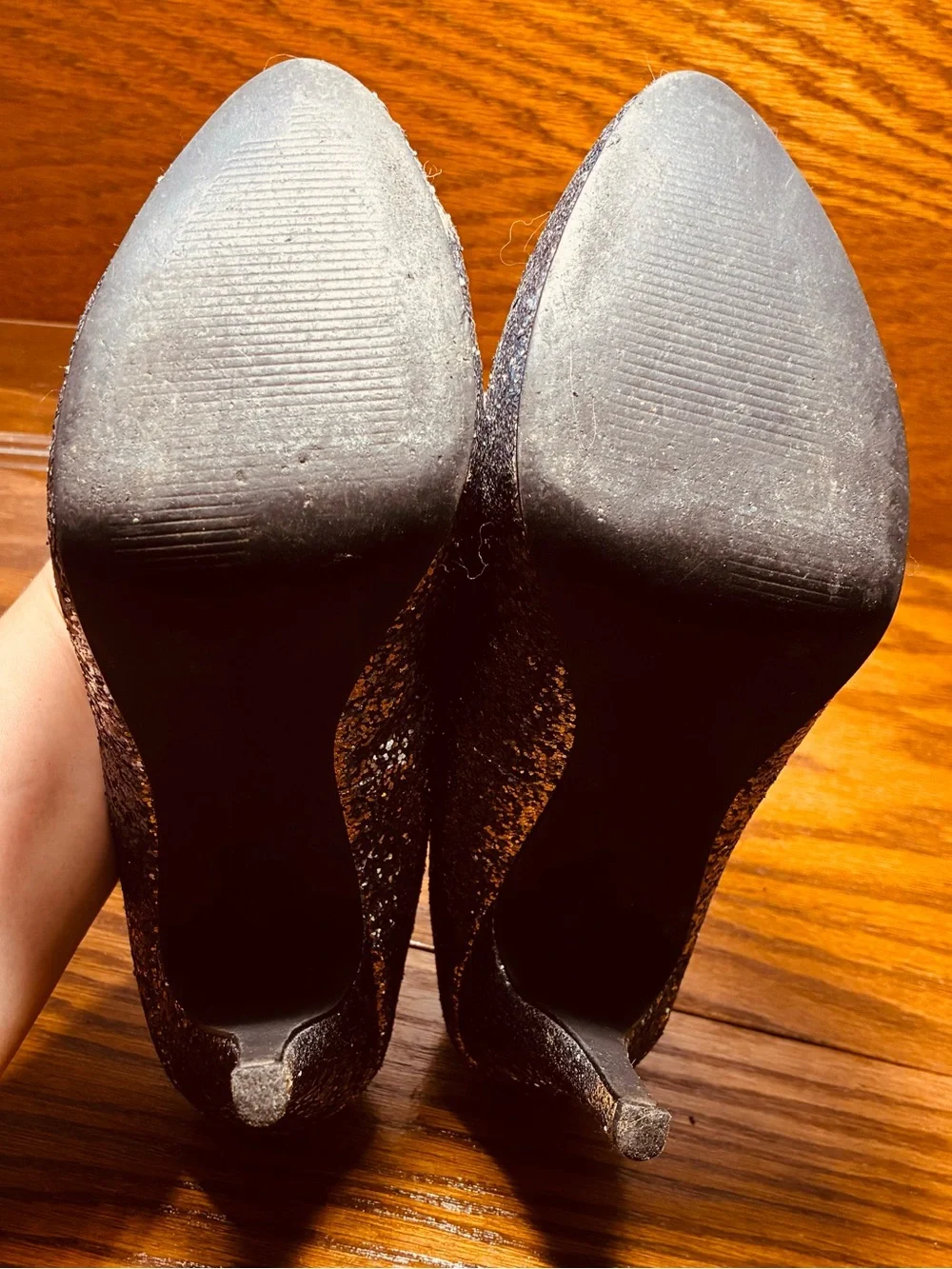 Michael Silver Glitter Platform Pumps Size 8.5